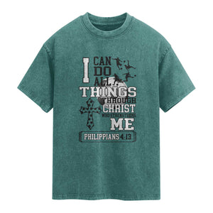 Soccer Christian Gift Washed Cotton T-Shirt I Can Do All Things Through Christ
