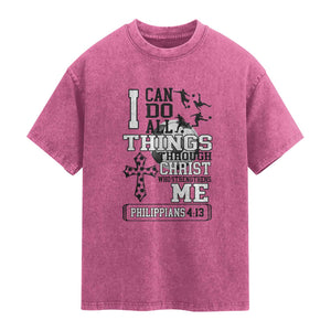 Soccer Christian Gift Washed Cotton T-Shirt I Can Do All Things Through Christ