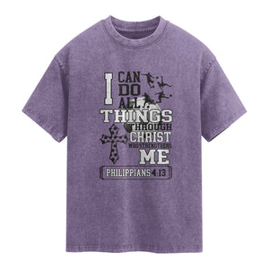 Soccer Christian Gift Washed Cotton T-Shirt I Can Do All Things Through Christ