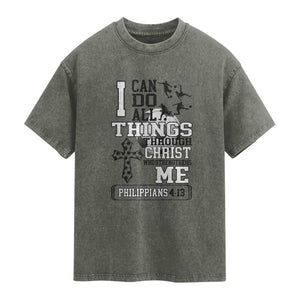 Soccer Christian Gift Washed Cotton T-Shirt I Can Do All Things Through Christ
