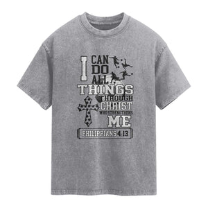 Soccer Christian Gift Washed Cotton T-Shirt I Can Do All Things Through Christ