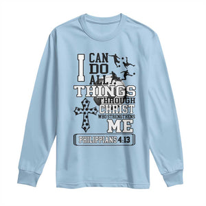 Soccer Christian Gift Long Sleeve Shirt I Can Do All Things Through Christ TS12 Light Blue Print Your Wear