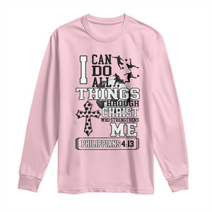 Soccer Christian Gift Long Sleeve Shirt I Can Do All Things Through Christ TS12 Light Pink Print Your Wear