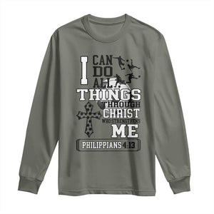 Soccer Christian Gift Long Sleeve Shirt I Can Do All Things Through Christ TS12 Military Green Print Your Wear