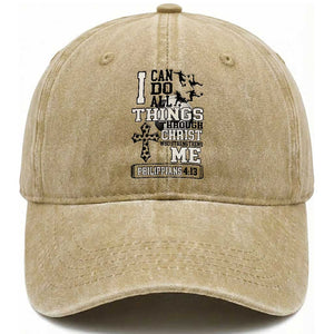Soccer Christian Gift Washed Cotton Baseball Cap I Can Do All Things Through Christ TS12 Print Your Wear