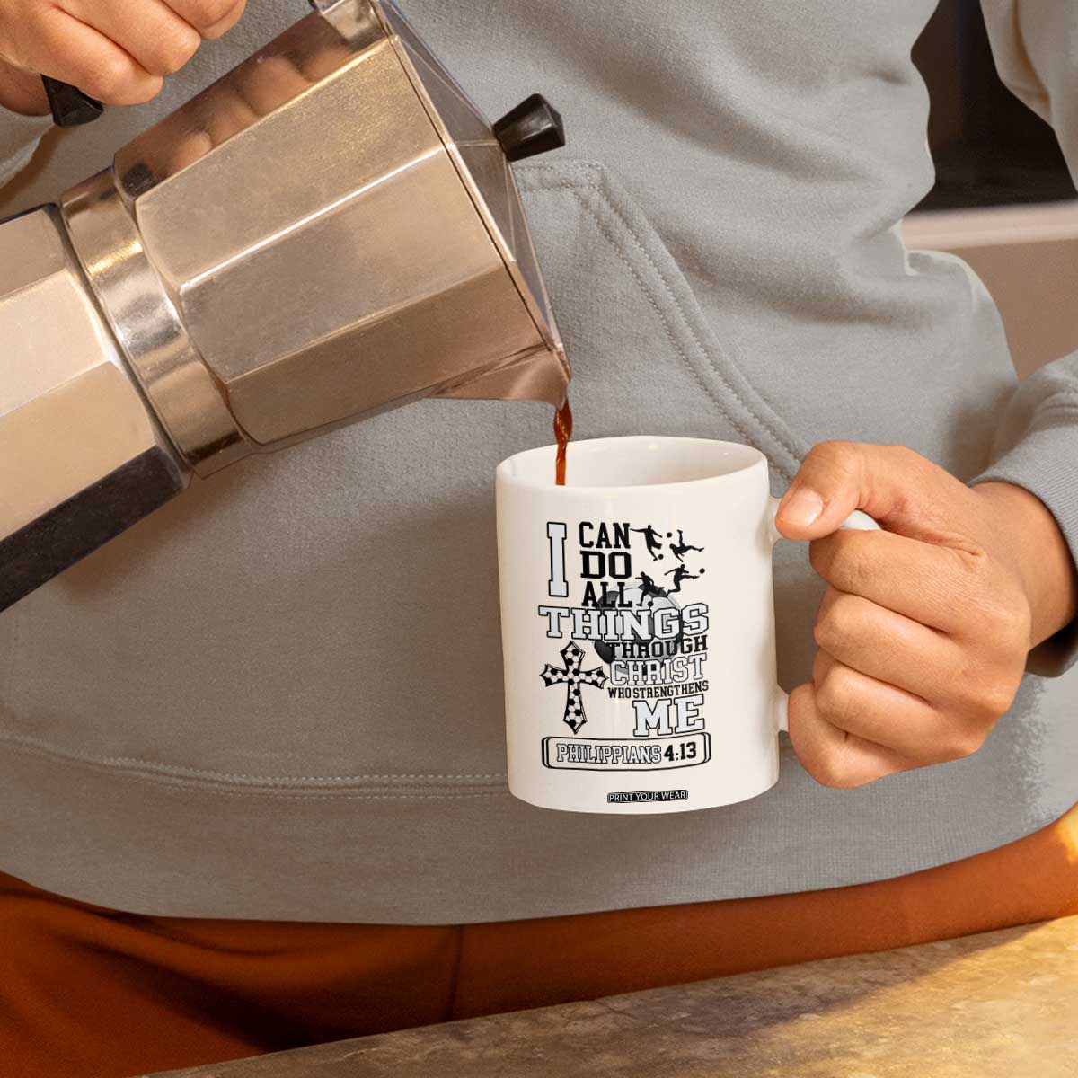Soccer Christian Gift Coffee Mug I Can Do All Things Through Christ TS12 Print Your Wear