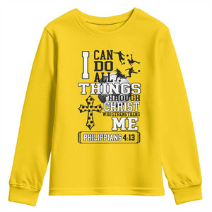 Soccer Christian Gift Youth Sweatshirt I Can Do All Things Through Christ TS12 Daisy Print Your Wear