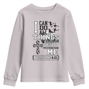 Soccer Christian Gift Youth Sweatshirt I Can Do All Things Through Christ TS12 Ice Gray Print Your Wear
