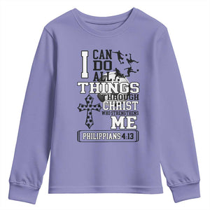 Soccer Christian Gift Youth Sweatshirt I Can Do All Things Through Christ TS12 Violet Print Your Wear
