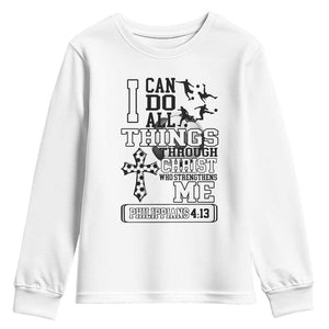 Soccer Christian Gift Youth Sweatshirt I Can Do All Things Through Christ TS12 White Print Your Wear