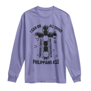 I Can Do All Things Through Christ Long Sleeve Shirt Christian Soccer Faith TS12 Violet Print Your Wear