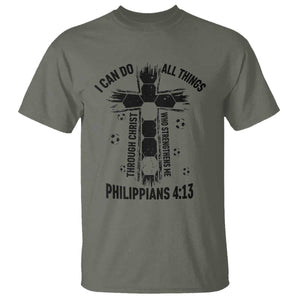 I Can Do All Things Through Christ T Shirt Christian Soccer Faith TS12 Military Green Print Your Wear