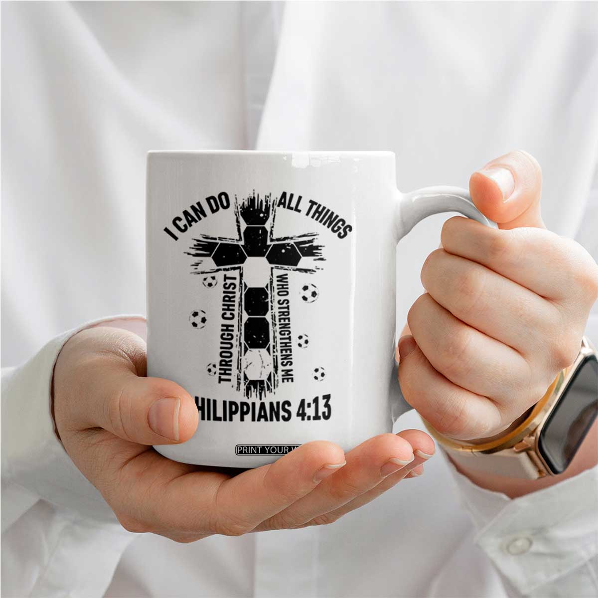 I Can Do All Things Through Christ Coffee Mug Christian Soccer Faith TS12 Print Your Wear