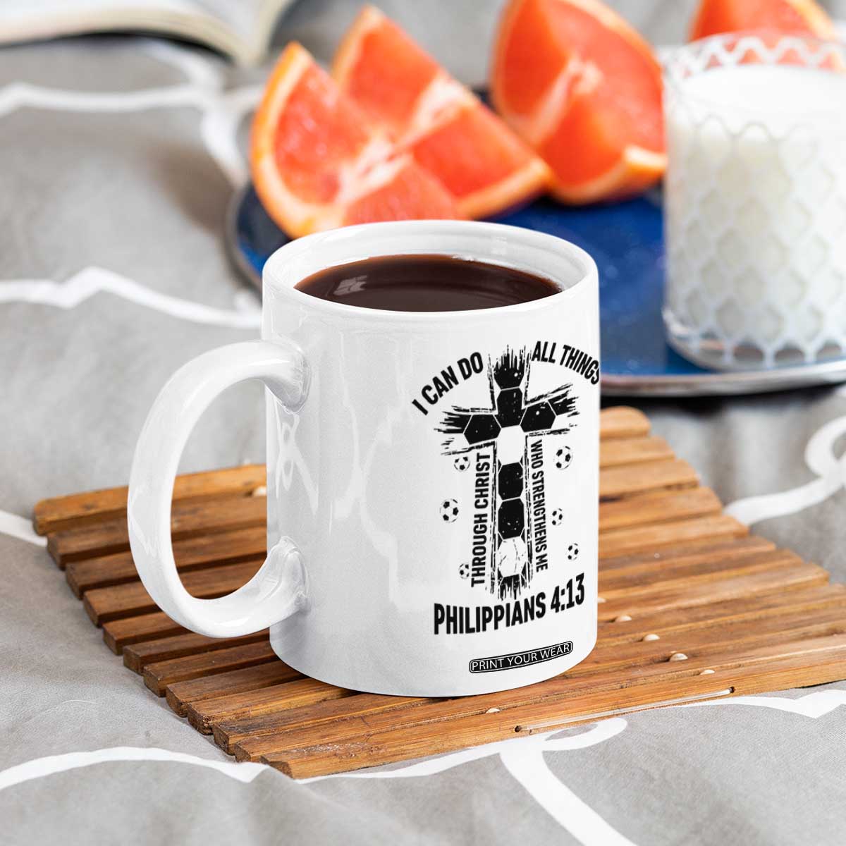 I Can Do All Things Through Christ Coffee Mug Christian Soccer Faith TS12 Print Your Wear