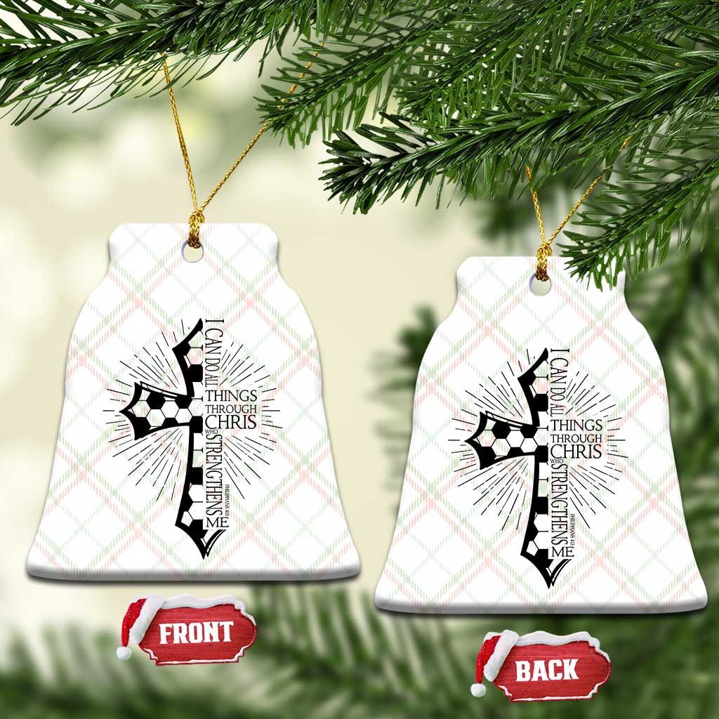 I Can Do All Things Through Christ Ceramic Ornament Christian Soccer Cross Gift TS12 Print Your Wear