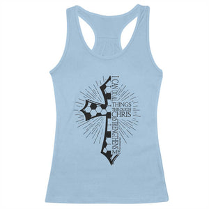 I Can Do All Things Through Christ Racerback Tank Top Christian Soccer Cross Gift TS12 Light Blue Print Your Wear