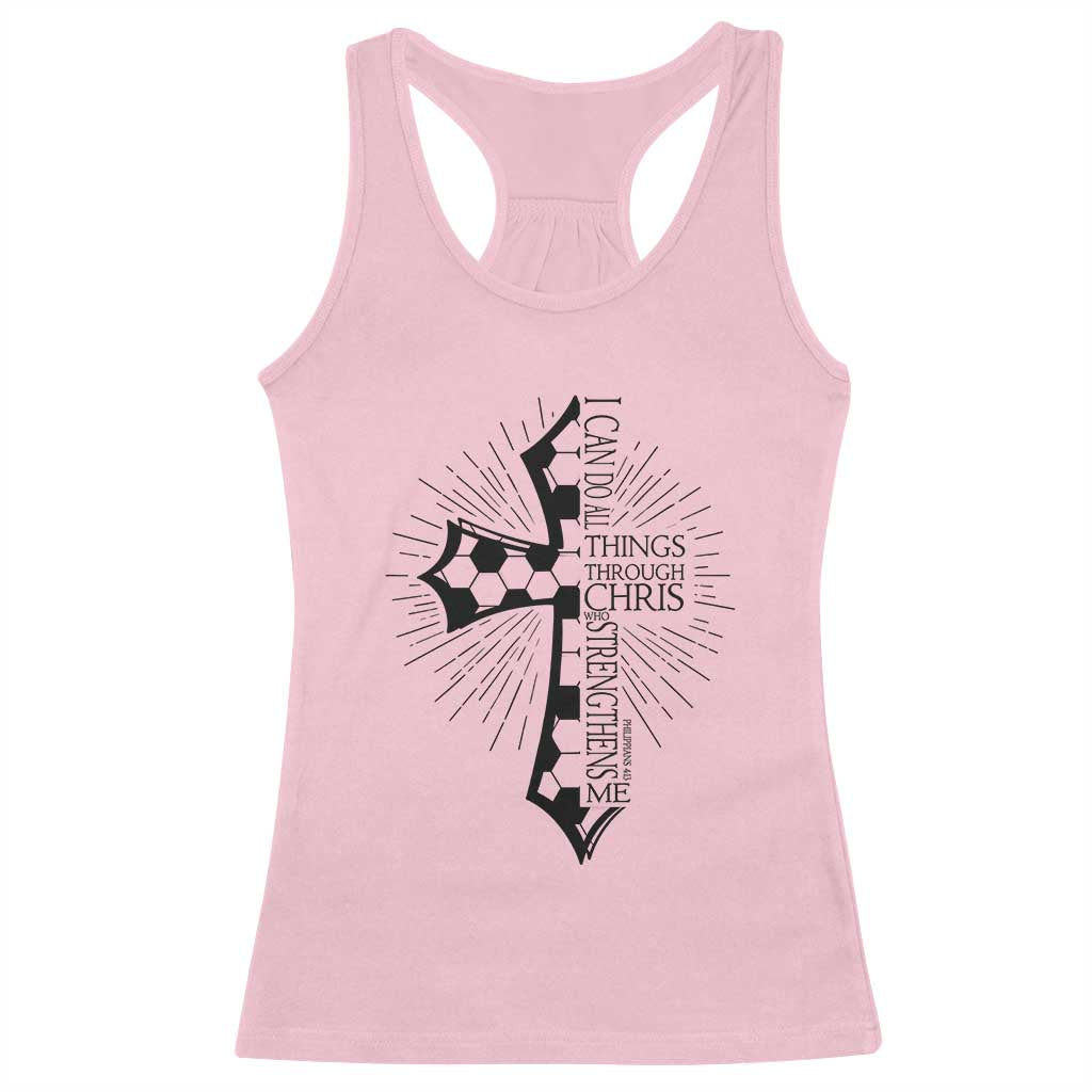 I Can Do All Things Through Christ Racerback Tank Top Christian Soccer Cross Gift TS12 Light Pink Print Your Wear