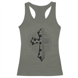 I Can Do All Things Through Christ Racerback Tank Top Christian Soccer Cross Gift TS12 Military Green Print Your Wear