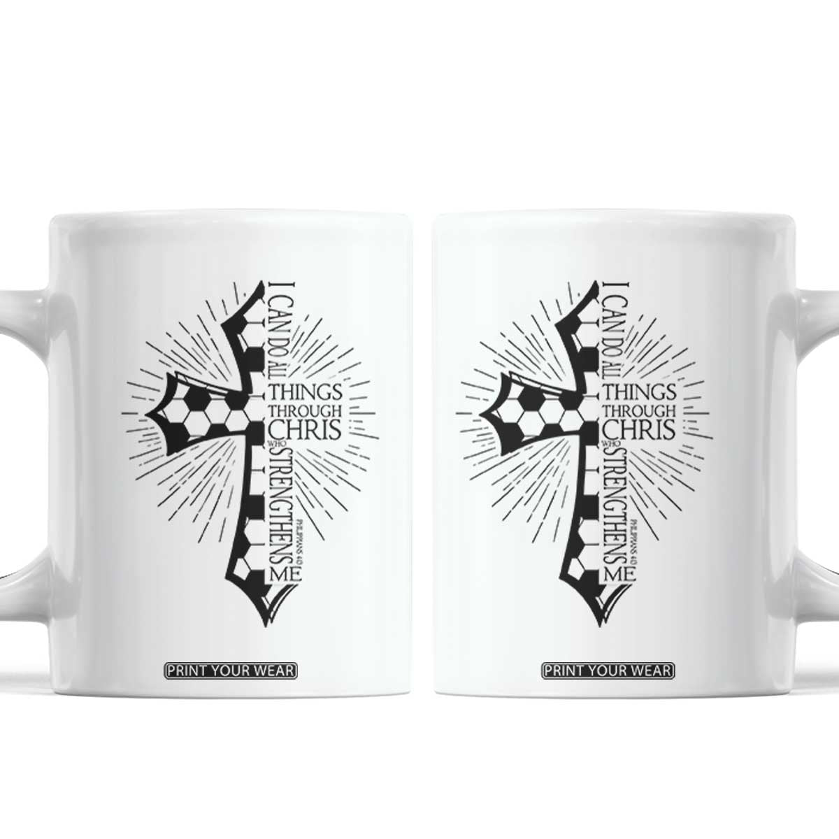 I Can Do All Things Through Christ Coffee Mug Christian Soccer Cross Gift TS12 White Print Your Wear