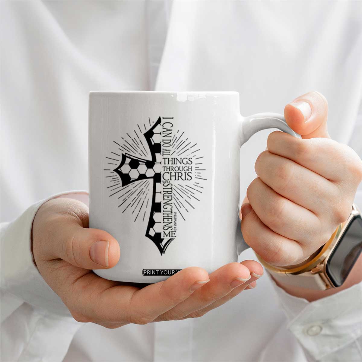 I Can Do All Things Through Christ Coffee Mug Christian Soccer Cross Gift TS12 Print Your Wear