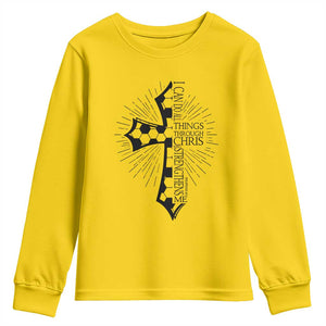 I Can Do All Things Through Christ Youth Sweatshirt Christian Soccer Cross Gift TS12 Daisy Print Your Wear