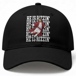 He Is Rizzin Baseball Cap Funny Christian Soccer Lover Gift TS12 Print Your Wear