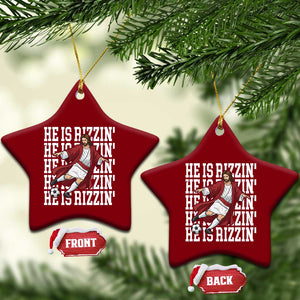 He Is Rizzin Ceramic Ornament Funny Christian Soccer Lover Gift TS12 Print Your Wear