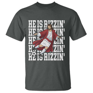 He Is Rizzin T Shirt Funny Christian Soccer Lover Gift TS12 Dark Heather Print Your Wear