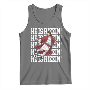 He Is Rizzin Tank Top Funny Christian Soccer Lover Gift TS12 Black Heather Print Your Wear
