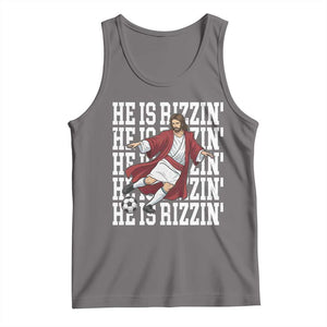 He Is Rizzin Tank Top Funny Christian Soccer Lover Gift TS12 Deep Heather Print Your Wear