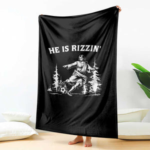 He Is Rizzin Throw Blanket Christian Soccer Funny Gift For Believers TS12 Print Your Wear