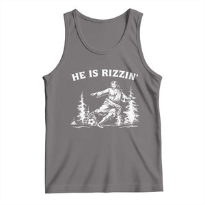 He Is Rizzin Tank Top Christian Soccer Funny Gift For Believers TS12 Deep Heather Print Your Wear