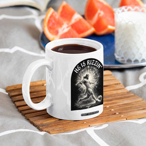 He Is Rizzin Coffee Mug Funny Christian Faith Soccer Player Gift TS12 Print Your Wear