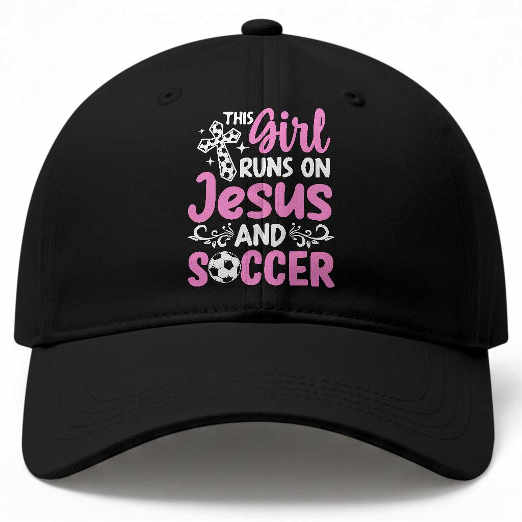 This Girl Runs On Jesus And Soccer Baseball Cap Christian Soccer Mom TS12 Print Your Wear