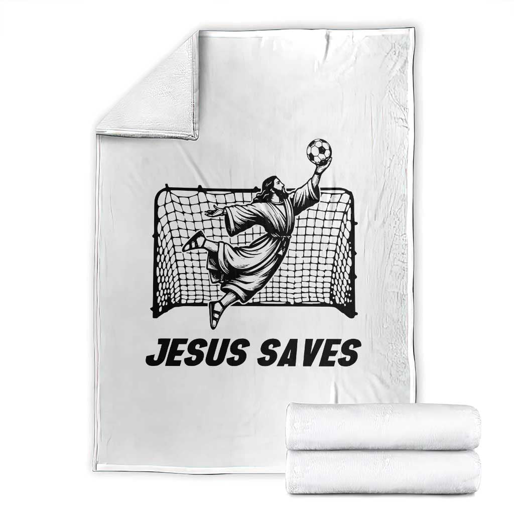 Jesus Saves Throw Blanket Funny Christian Soccer Goalie TS12 White Print Your Wear