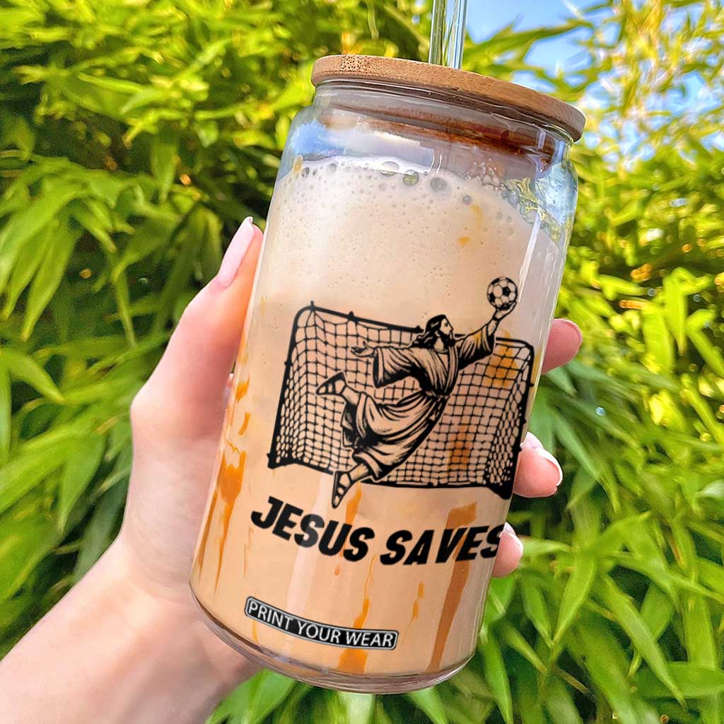 Jesus Saves Glass Can Funny Christian Soccer Goalie TS12 White Print Your Wear