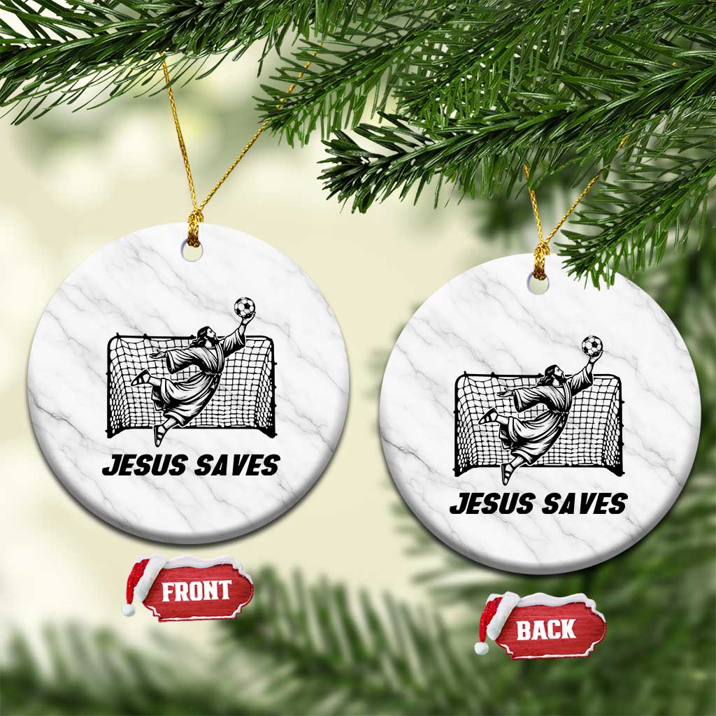 Jesus Saves Ceramic Ornament Funny Christian Soccer Goalie TS12 1pc White Marble Print Your Wear
