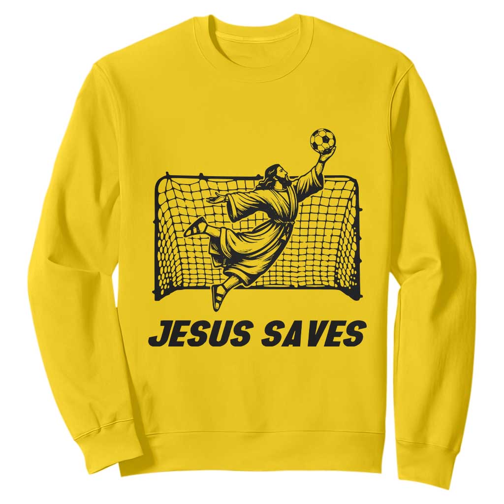 Jesus Saves Sweatshirt Funny Christian Soccer Goalie TS12 Daisy Print Your Wear