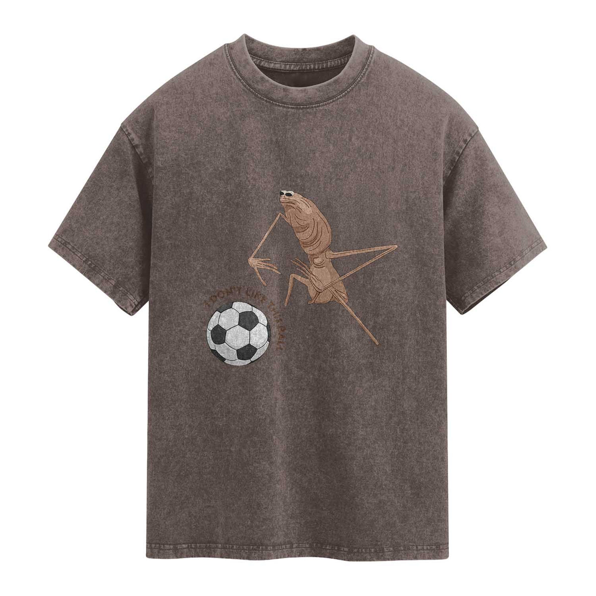 Funny Marcus The Worm Soccer Lover Washed Cotton T-Shirt I Do Not Like This Ball