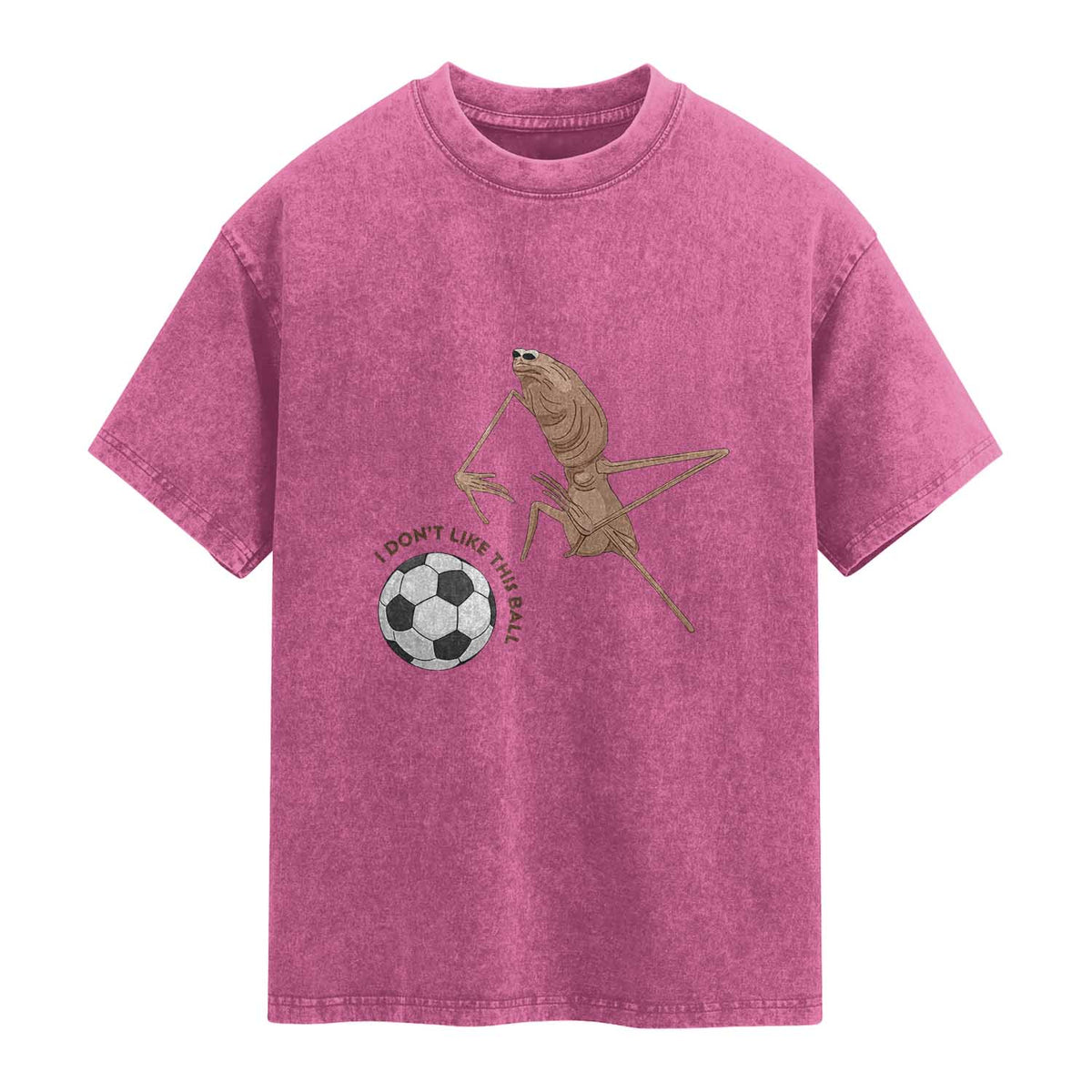 Funny Marcus The Worm Soccer Lover Washed Cotton T-Shirt I Do Not Like This Ball