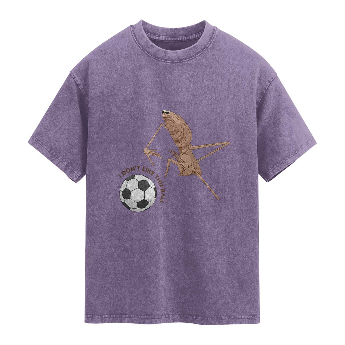 Funny Marcus The Worm Soccer Lover Washed Cotton T-Shirt I Do Not Like This Ball