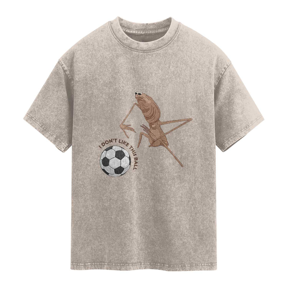 Funny Marcus The Worm Soccer Lover Washed Cotton T-Shirt I Do Not Like This Ball