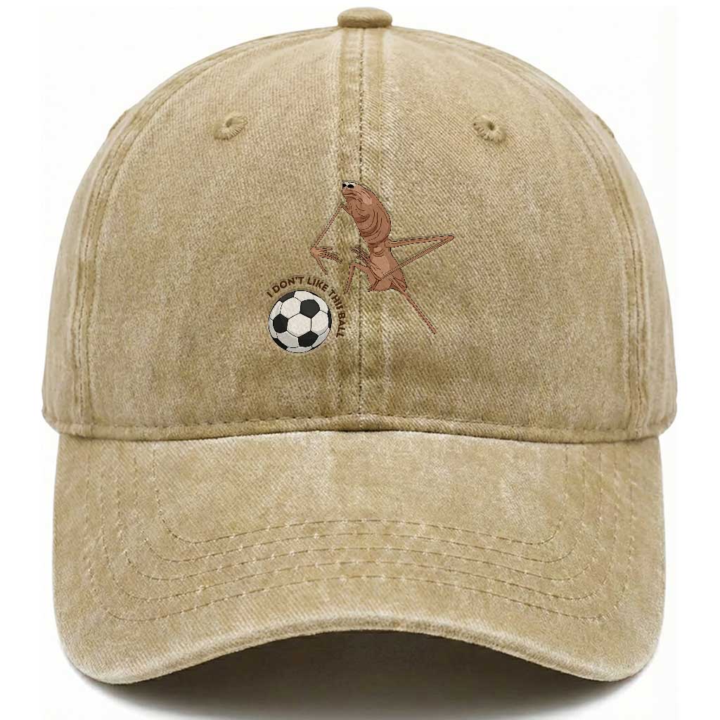 Funny Marcus The Worm Soccer Lover Washed Cotton Baseball Cap I Do Not Like This Ball TS12 Print Your Wear