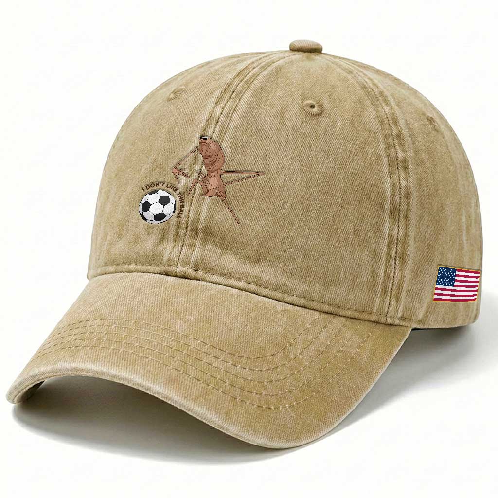 Funny Marcus The Worm Soccer Lover Washed Cotton Baseball Cap I Do Not Like This Ball TS12 Print Your Wear