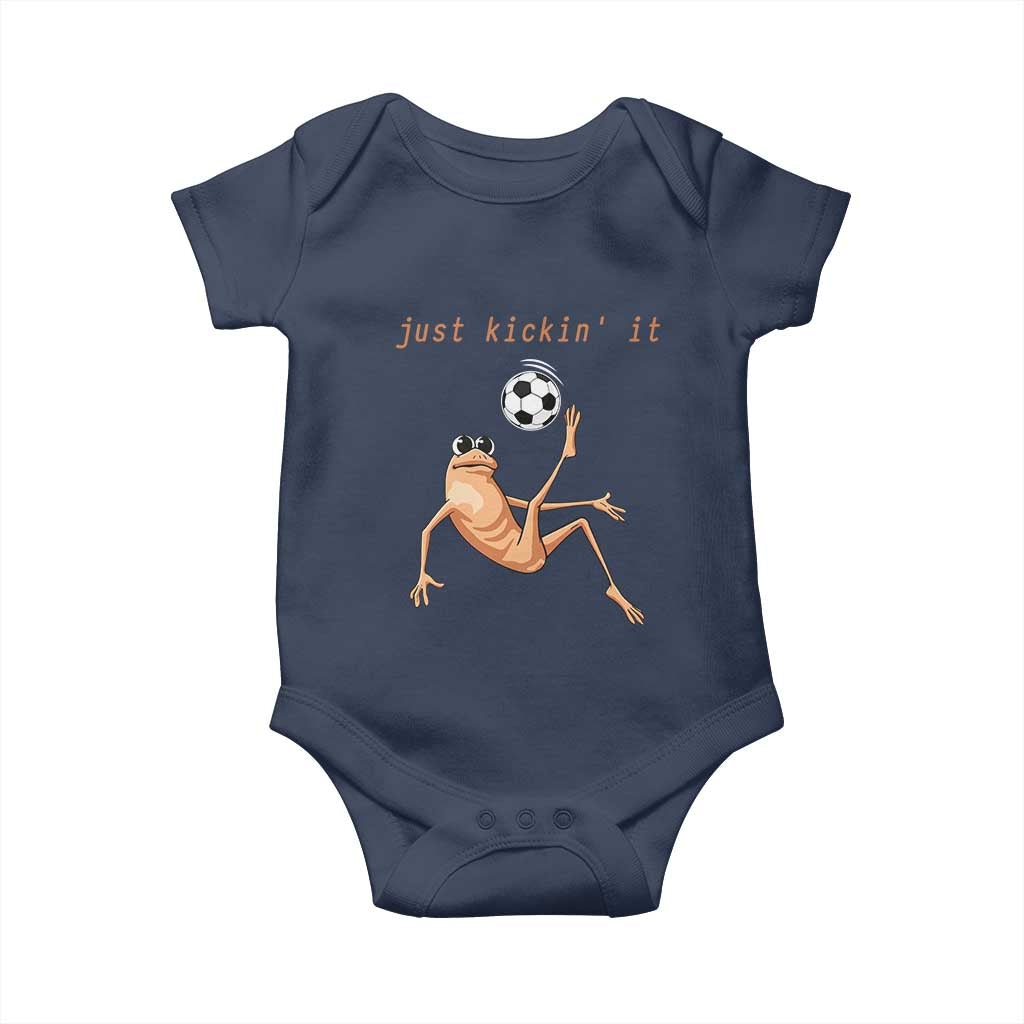 Funny Marcus The Worm Soccer Lover Baby Onesie Just Kickin It TS12 Navy Print Your Wear