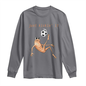 Funny Marcus The Worm Soccer Lover Long Sleeve Shirt Just Kickin It TS12 Charcoal Print Your Wear
