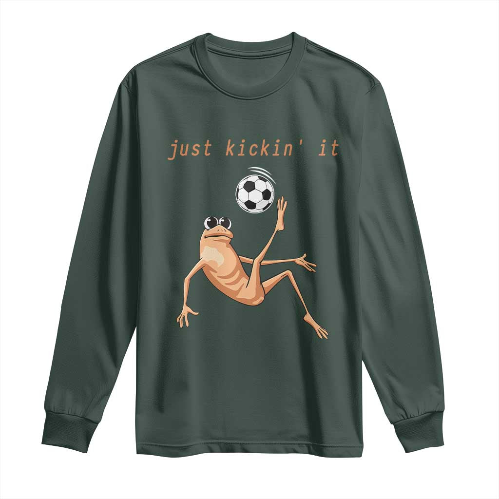 Funny Marcus The Worm Soccer Lover Long Sleeve Shirt Just Kickin It TS12 Dark Forest Green Print Your Wear