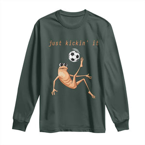 Funny Marcus The Worm Soccer Lover Long Sleeve Shirt Just Kickin It TS12 Dark Forest Green Print Your Wear