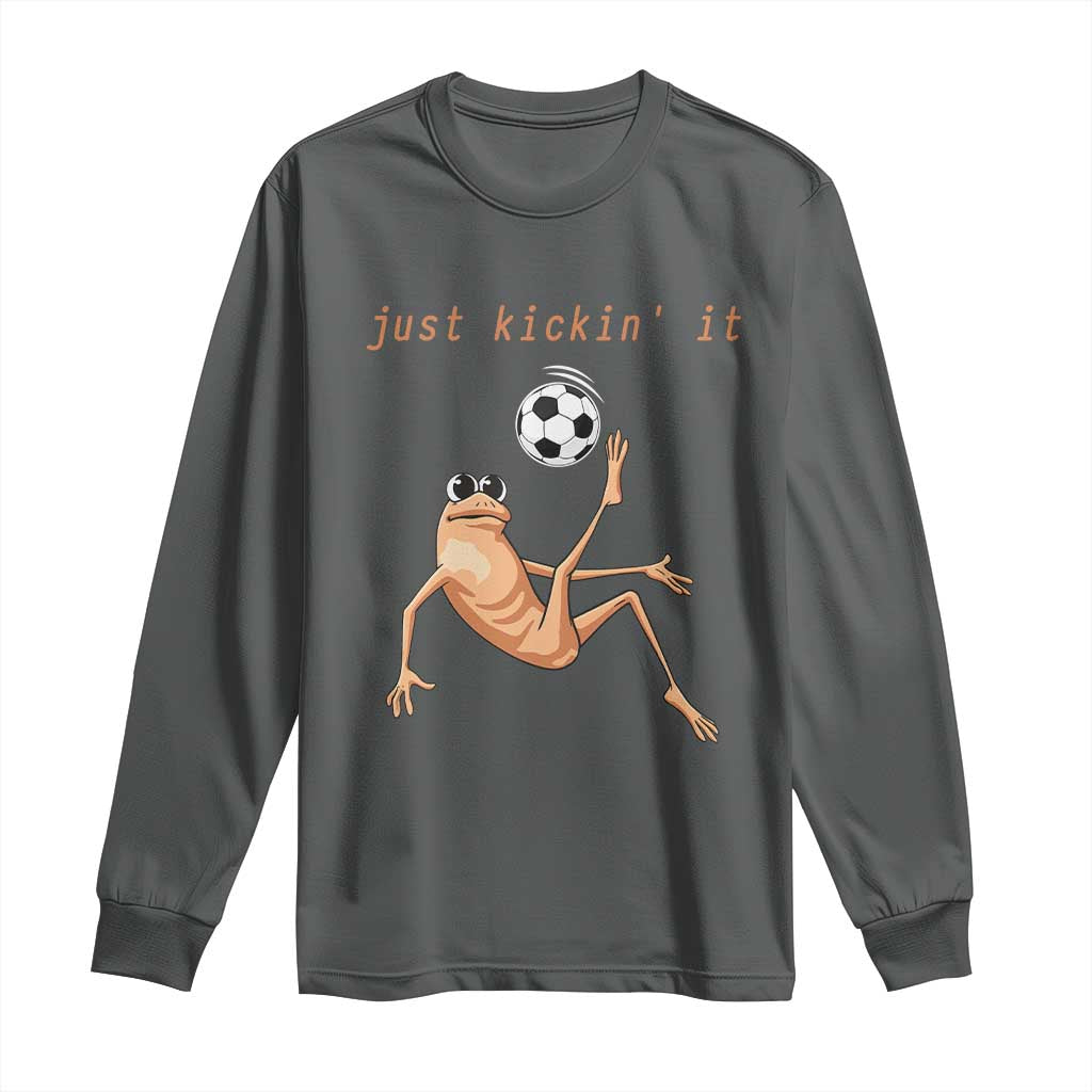 Funny Marcus The Worm Soccer Lover Long Sleeve Shirt Just Kickin It TS12 Dark Heather Print Your Wear