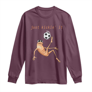 Funny Marcus The Worm Soccer Lover Long Sleeve Shirt Just Kickin It TS12 Maroon Print Your Wear